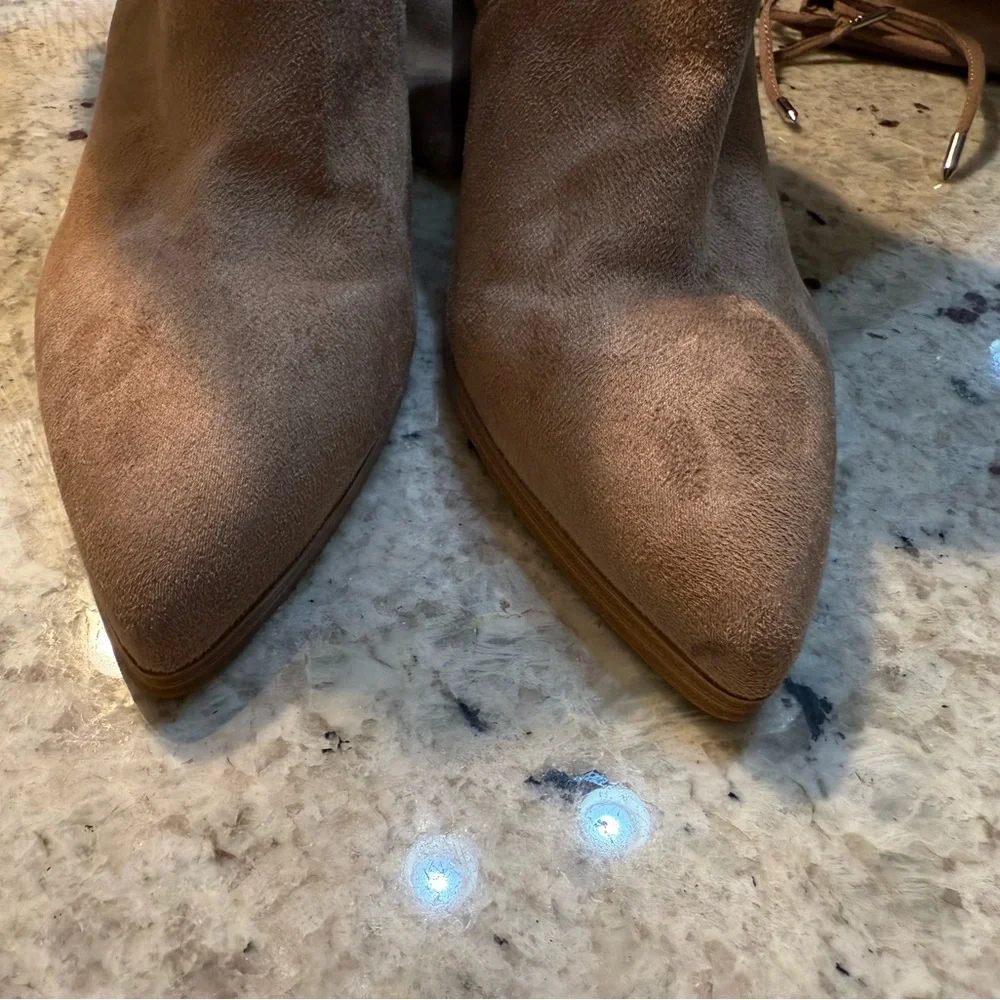 Marc Fisher Over The Knee OTK Faux Suede Tan Boots Size 10